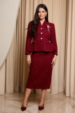 Σετ ταγιέρ tweed βουργουνδί