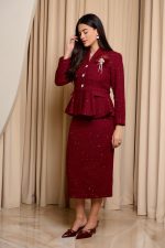 Σετ ταγιέρ tweed βουργουνδί - Image 3