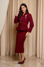 Σετ ταγιέρ tweed βουργουνδί - Image 4