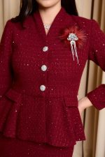 Σετ ταγιέρ tweed βουργουνδί - Image 7