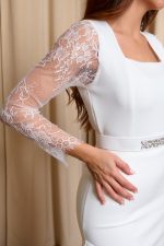 Φόρεμα midi με λεπτομέρεια δαντέλα άσπρο - Image 7