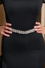 Φόρεμα midi με λεπτομέρεια δαντέλα μαύρο - Image 7