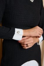 Φόρεμα maxi tweed με διακοσμημένο γιακά μαύρο - Image 8