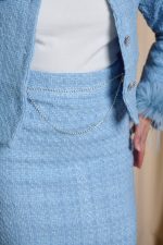 Σετ σακάκι-φούστα tweed γαλάζιο - Image 7