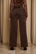 Παντελόνι τζιν με ανάγλυφο velvet print καφέ - Image 6