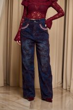 Παντελόνι τζιν με διακοσμητικές πέτρες μπλε