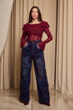 Παντελόνι τζιν με διακοσμητικές πέτρες μπλε - Image 2