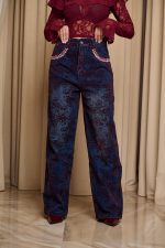 Παντελόνι τζιν με διακοσμητικές πέτρες μπλε - Image 3