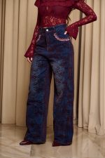 Παντελόνι τζιν με διακοσμητικές πέτρες μπλε - Image 4