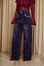 Παντελόνι τζιν με διακοσμητικές πέτρες μπλε - Image 5