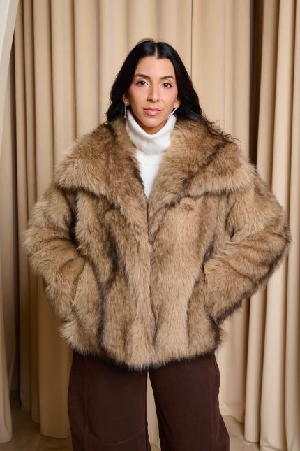 Γούνα κοντή συνθετική μπεζ