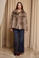 Γούνα κοντή συνθετική καφέ - Image 2