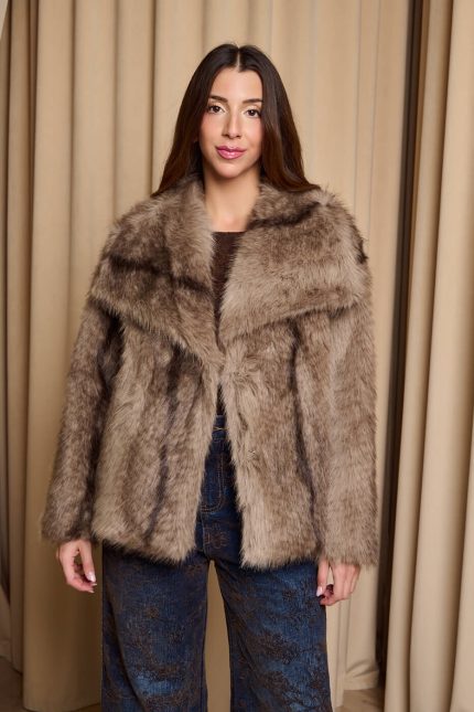 Γούνα κοντή συνθετική μπεζ