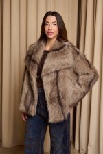 Γούνα κοντή συνθετική καφέ - Image 3