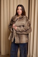 Γούνα κοντή συνθετική καφέ - Image 4