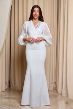 Φόρεμα maxi γοργονέ με διακοσμητικές πέτρες άσπρο - Image 2