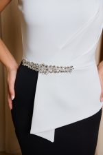 Φόρεμα midi με διακοσμητικές πέτρες ασπρόμαυρο - Image 6