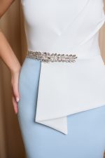 Φόρεμα midi με διακοσμητικές πέτρες άσπρο - γαλάζιο - Image 6