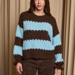 Πουλόβερ με ρίγες καφέ - γαλάζιο