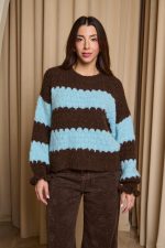 Πουλόβερ με ρίγες καφέ - γαλάζιο