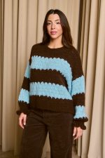 Πουλόβερ με ρίγες καφέ - γαλάζιο - Image 5