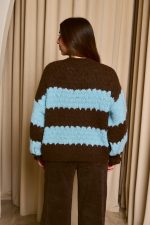 Πουλόβερ με ρίγες καφέ - γαλάζιο - Image 6