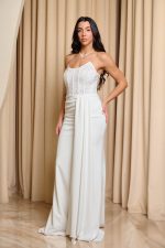 Φόρεμα maxi στράπλες με κορσέ λευκό - Image 4