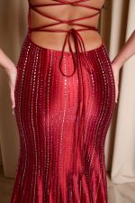 Φόρεμα maxi γοργονέ με στρας κόκκινο - Image 7