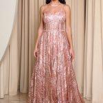 Φόρεμα maxi με τρισδιάστατο γκλίτερ και κορσέ ροζ