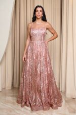 Φόρεμα maxi με τρισδιάστατο γκλίτερ και κορσέ ροζ - Image 2