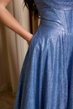 Φόρεμα maxi με κορσέ και τρισδιάστατο γκλίτερ baby blue - Image 7