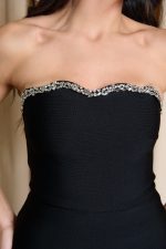 Σετ μπούστο - φούστα με δίχτυ και στρας μαύρο - Image 8