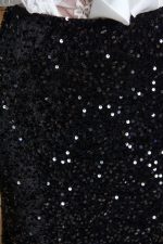 Φούστα velvet midi με παγιέτες μαύρη - Image 6