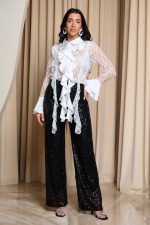 Παντελόνι με παγιέτες μαύρο - Image 2