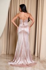 Φόρεμα γοργονέ maxi με στρας σαμπανιζέ - Image 5