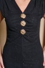 Φόρεμα midi με τούλι και χρυσές λεπτομέρειες μαύρο - Image 5