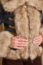 Τζάκετ τζιν με γούνα γκρι - Image 6