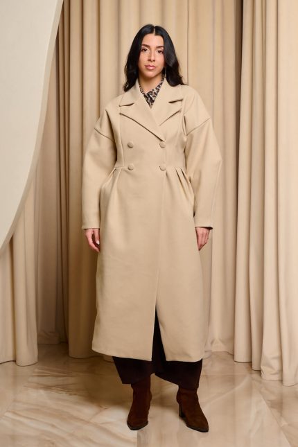 Παλτό με διπλό κούμπωμα μπεζ