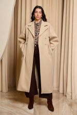 Παλτό με διπλό κούμπωμα μπεζ - Image 2