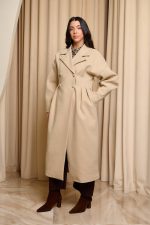 Παλτό με διπλό κούμπωμα μπεζ - Image 3