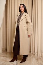 Παλτό με διπλό κούμπωμα μπεζ - Image 4