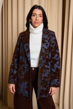 Σακάκι τζιν με velvet καφέ λεπτομέρειες και ζώνη - Image 3