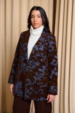 Σακάκι τζιν με velvet καφέ λεπτομέρειες και ζώνη - Image 4