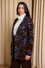 Σακάκι τζιν με velvet καφέ λεπτομέρειες και ζώνη - Image 5