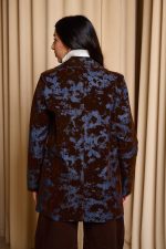 Σακάκι τζιν με velvet καφέ λεπτομέρειες και ζώνη - Image 6