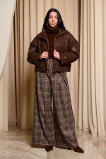 Τζάκετ καστόρι με κεντήματα καφέ - Image 2