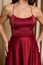 Φόρεμα maxi σατεν βουργουνδί - Image 5