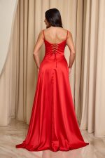 Φόρεμα maxi σατέν κόκκινο - Image 5