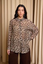 Πουκάμισο με print και σειρές από χρυσά στρας λεοπάρ