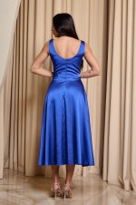 Φόρεμα midi σατέν με τιράντες μπλε ρουά - Image 5